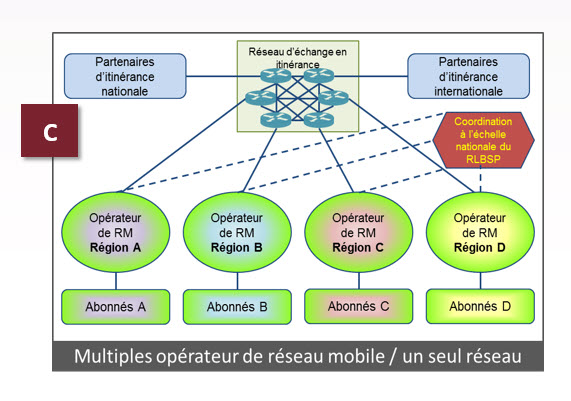 Modèle&nbsp;C&nbsp;: Réseau unique de la sécurité publique/ORM régionaux multiples