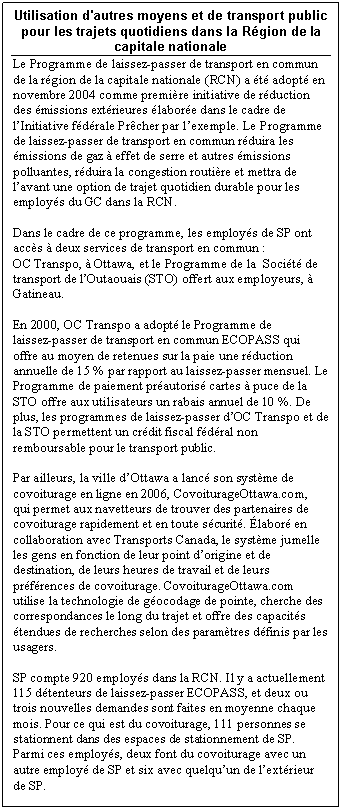Utilisation d'autres moyens de transport public pour les trajets quotidiens de la RCN