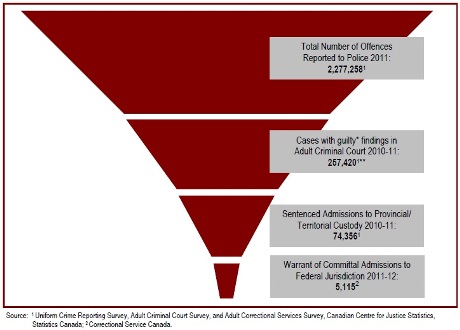 Relatively few crimes result in sentences to federal penitentiaries