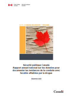 Photo de la couverture du Rapport annuel national sur les données pour documenter les tendances de la conduite avec facultés affaiblies par la drogue