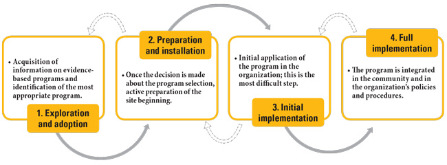 This chart illustrates the stages of the program implementation process